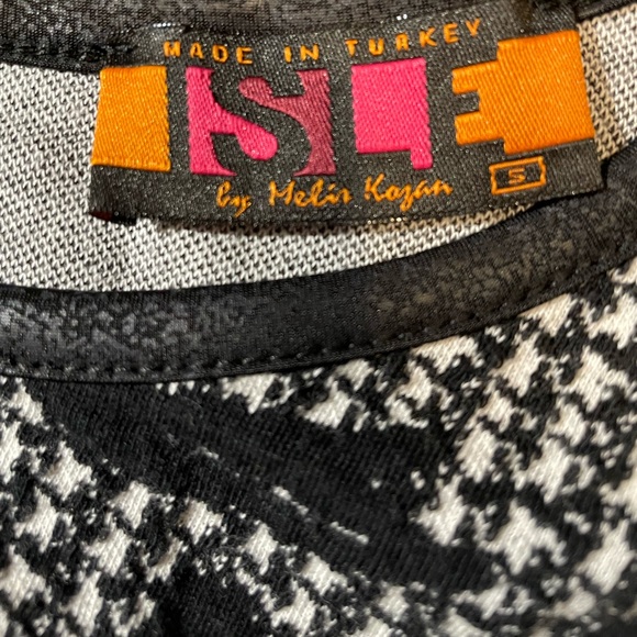 Isle by Melis Koran dress, size small, black and white pattern, long sleeve. - Picture 2 of 5